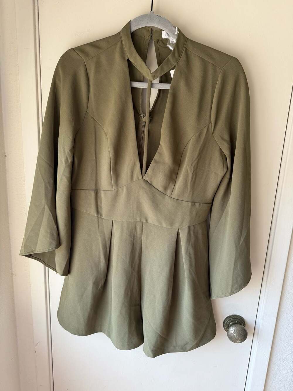 Lulumari Olive Green Romper with Cutout Detail